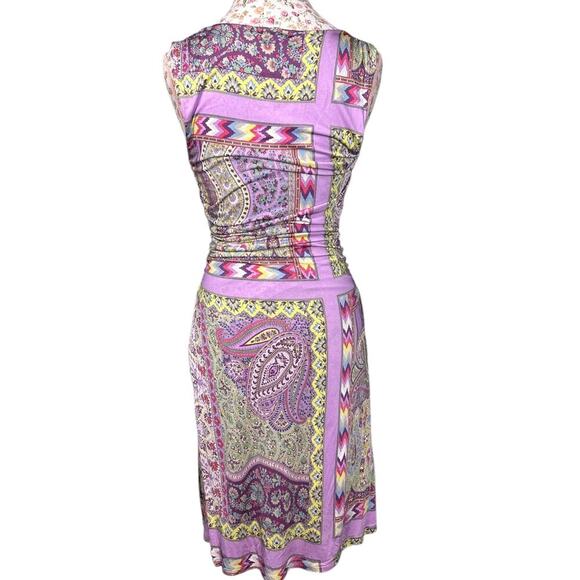 Etro Dress Purple Green Paisley Patchwork Sleeveless Wrap Boho sz 48 US 12 Large - Picture 4 of 12